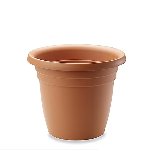 Crescent Too Indoor-Outdoor Emma Round Plastic Flowerpot 16 Inches Colored Planter (Terracotta)