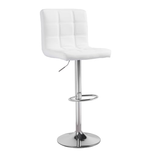 Panana Barstool Gas Lift Swivel Stool without Armrest for Home Bar Pub Breakfast (1, White)