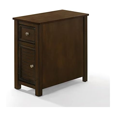 New Classic FURNITURE Solid Wood End Table with Storage, Brown Cover