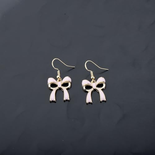 ENSIANTH Pink Bow Jewelry Coquette Gift Coquette Jewelry Bow Pink Pearl Earring Coquette Aesthetic Earring4