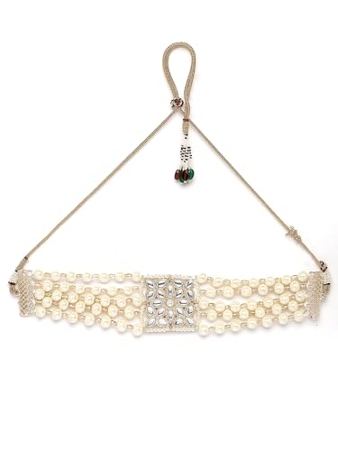 Image of Karatcart Pearl Multilayer Beaded Choker Necklace Set for Women