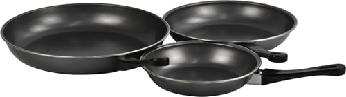 3-Piece Carbon Steel Frying Pan Set - Non-Stick Cookware 20-26-30cm