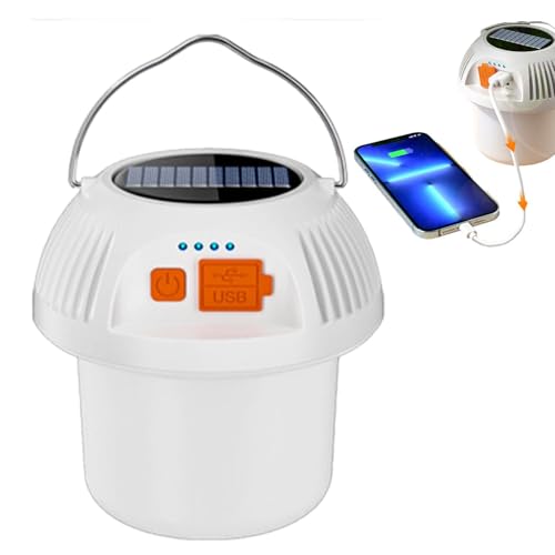 Luz solar para camping, lámpara impermeable IP45 para exteriores con 3 modos de luz, banco de energía, lámpara recargable para cortes de energía, senderismo, pesca y hogar