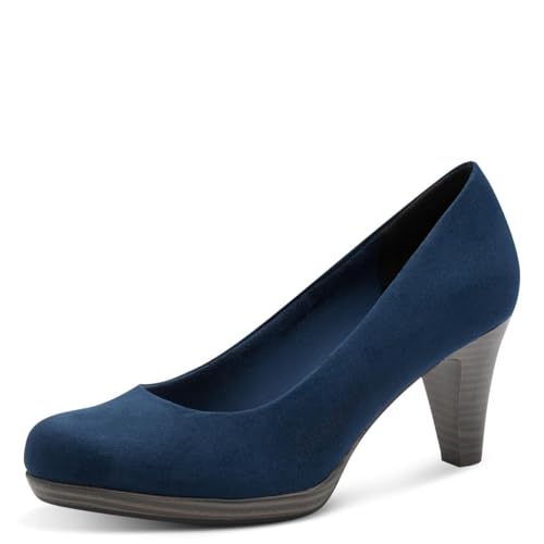 MARCO TOZZI Escarpins pour Femme avec Talon Entonnoir végétalien, Bleu Marine, 38 EU