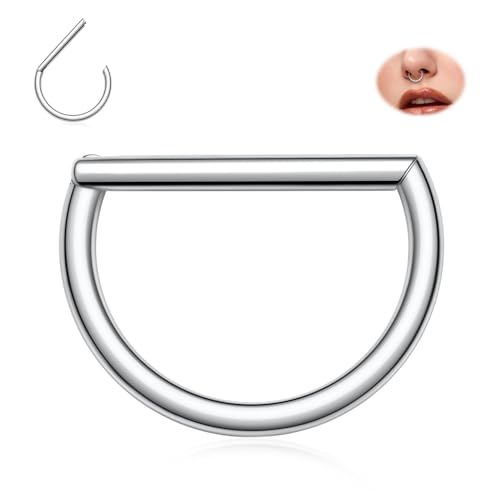 FUNLMO D Shaped Septum Ring Silver