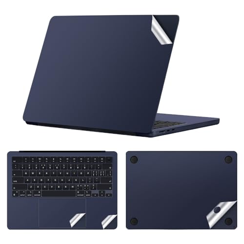 IMMOENUC 3-in-1 Laptop Sticker Decals For 2025 2024 Macbook Air 13 M4 M3 A3240 A3113 13.6 inch Solid Colour Laptop Top cover+Bottom cover+Full tray Compatible with 2022 Air 13 M2 (A2681) Midnight Blue