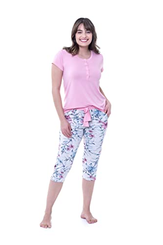 pijama feminino capri/pescador viscolycra Podiun - 225122 (G, rosa)