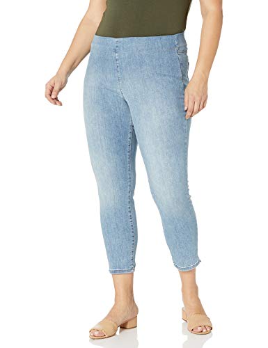 NYDJ Women's Plus Size Pull On Skinny Ankle Jean with Side Slit, Clean Dreamstate, 16W