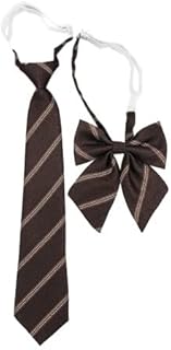 [FASELE] ネクタイ リボンタイ 2点セット スクールリボン キャンパス コスパ最高 制服 ボウタイ 蝶ネクタイ 蝶結び 調節可能 ストライプ 学生服 小物 DK JK 女子 中学生 高校生 多色