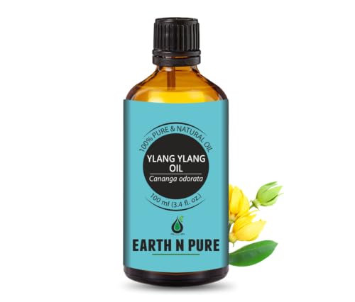 Image of Earth N Pure Ylang Ylang Essential Oil | 100% Pure & Natural | Steam Distilled & Undiluted | For Relaxation, Skin & Hair Care | 100ml