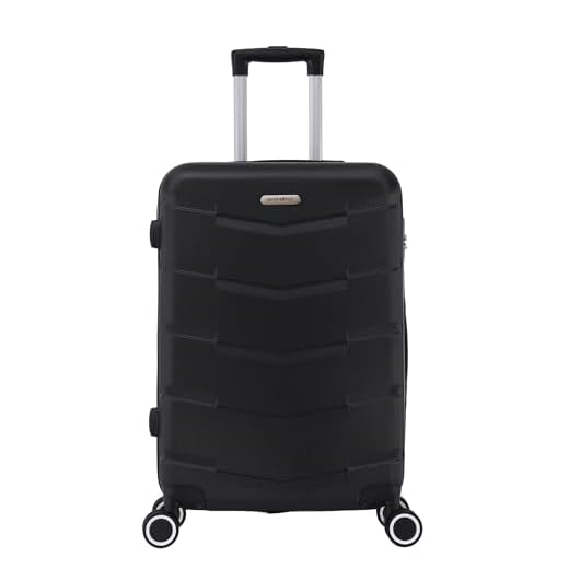 TROLLEY ADC - Valise Cabine 55x34x23 - Rigide, Légère 2,5 Kg - 39 litres - 4 Doubles Roues Silencieuses - Maniable, Pratique et Étanche - Collection Wall - Noir