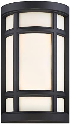 DESIGNERS FOUNTAIN Logan Square 2-Light Outdoor Wall Sconce, 8 Inch Lighting Fixture for Patio, Porch and Front Door, Black, 34121-BK