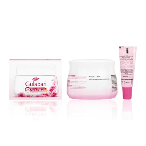 Image of Dabur Gulabari Moisturizing Cold Cream 100gm + Lip Balm 8gm (Free) | With Goodness of Natural Rose Oil & Vitamin E | Intense Hydration and Deep Moisturization | For Smooth & Soft skin | All Skin types