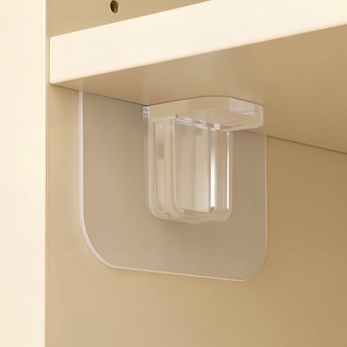 Alyxen 10 Piezas Soporte de Estante Transparente, Soporte Balda Adhesiva, Clavijas en Forma de Autoadhesivo, Sujeta Estanterias Sin Taladro, Soportes Estante Autoadhesivo para Zapateros Gabinetess