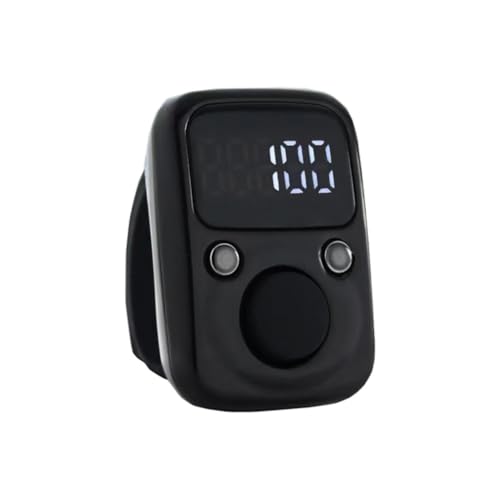 Remingtape Contador electrónico LED Recargado con contador de tiempo, cómodo interruptor de anillo de dedo ajustable de 5 piezas, negro