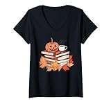 Photo Gallery donna halloween book lover zucca jack o lanterna autunno maglietta con collo a v Photo Gallery donna halloween book lover zucca jack o lanterna autunno maglietta con collo a v