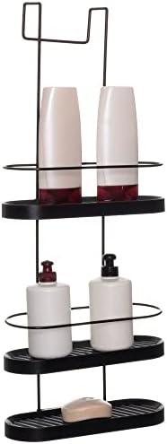 Porta Shampoo Triplo para Box de Banheiro Aramado Preto com Preto