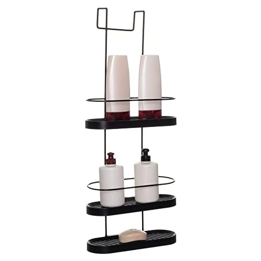 Porta Shampoo Triplo para Box de Banheiro Aramado Preto com Preto