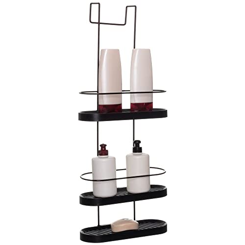 Porta Shampoo Triplo para Box de Banheiro Aramado Preto com Preto