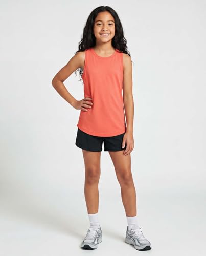 Image of Real Essentials 4 Pack: Girls' Dry-Fit Active Tank Top - Gym Running Workout Athletic Shirt for Kids Teens Youth