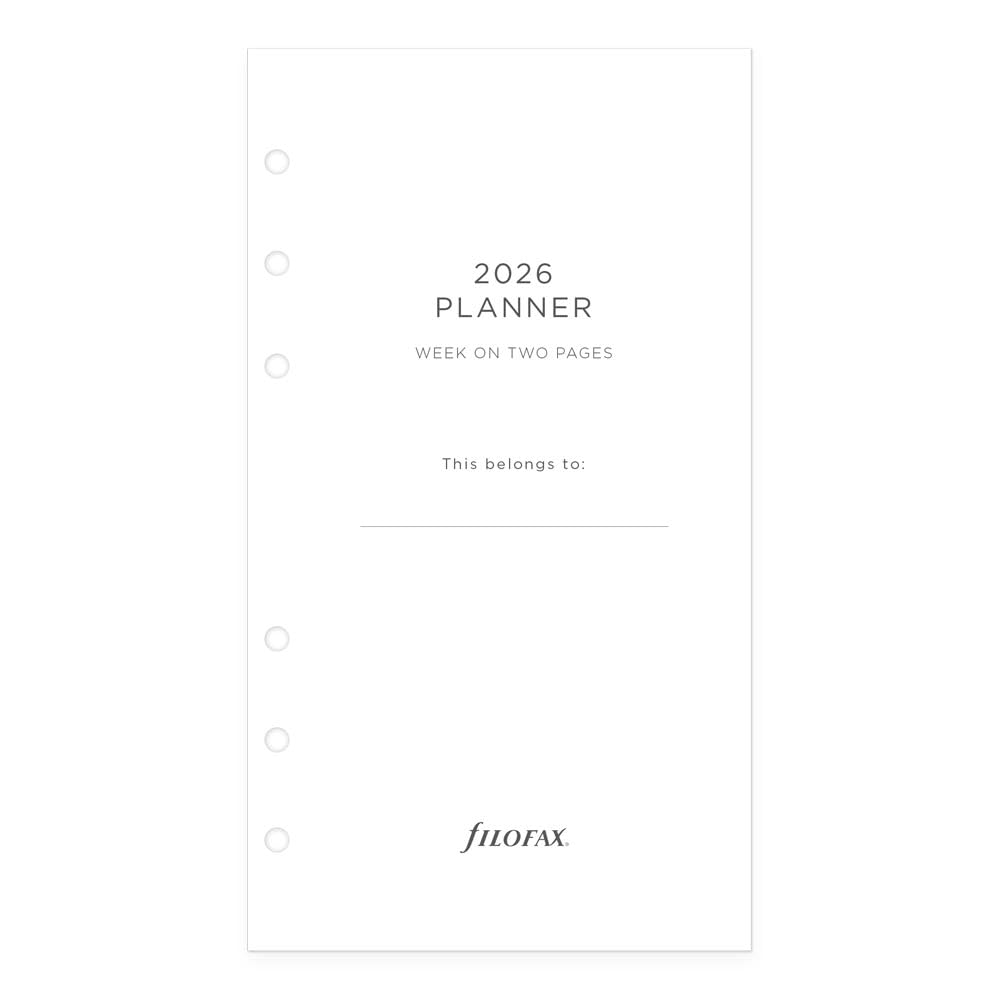 Filofax Kalender-Tagebuch-Nachfüllpackung, persönliche/kompakte Größe, Wochenansicht, minimales Tagebuchpaket, weißes Papier, mehrsprachig: fünf Sprachen, 2026 (C68490-26)