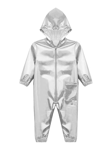 Combinaison tout-petit argent fille de 3-4 ans à capuche scintillante