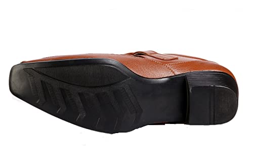 Image of BXXY Men's 2 inch Height Increasing Synthetic Material Formal Velcro Roman Sandals with Pu Sole.