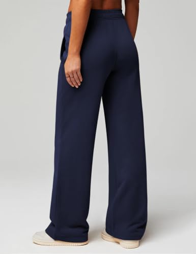 HeSaYep Women's Wide Leg Sweatpants Elastic High Waist Loose Sweat Pants Straight Leg Drawstring Trousers with Pockets3