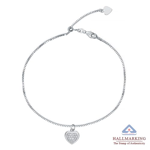 Image of TRUESILVER ACPL 925 Sterling Silver Anklets for Women | BIS Hallmarked Adjustable Chain Anklet with Charms | Beach Foot Jewelry | 1 Piece
