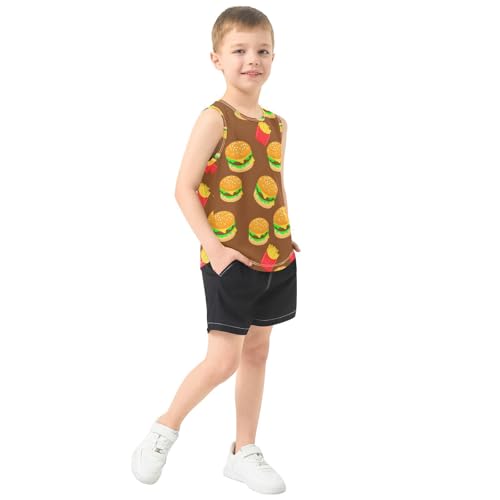 J JOYSAY Burger French Fries Brown Boys Tank Top Sleeveless Muscle Shirts Quick Dry Kids T-Shirts 3-15T4