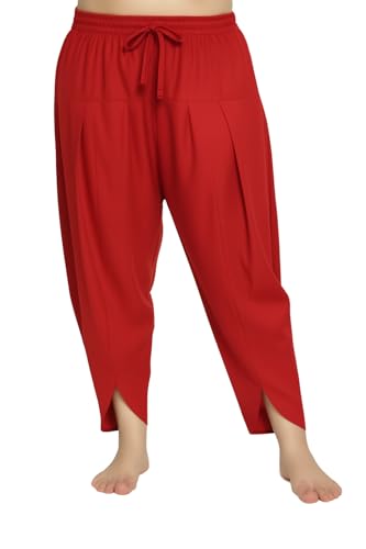 Image of Loose Fit Rayon Dhoti Tulip Pants for Women Patiala Salwar Bottom Wear Harem Pants, Waist Free Size (28 Inch to 42 Inch)
