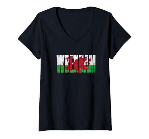 Mujer Wrexham Gifts - Regalos para hombres, mujeres, niños, niñas, niños, Gales galeses Camiseta Cuello V