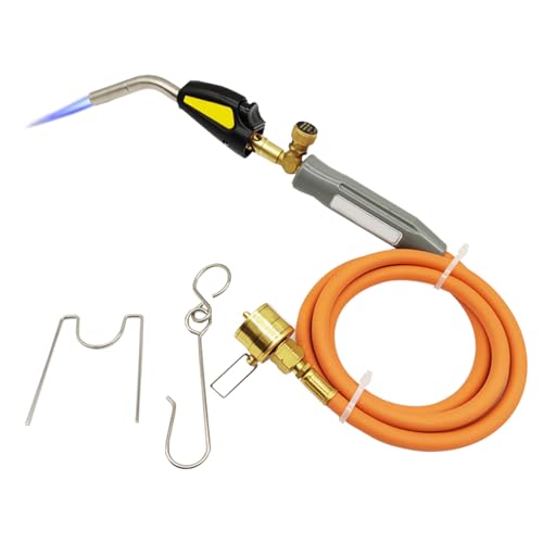 Gas Torch, MAPP Propane Torch with 1.5m Tube and Adjustable Flame Valve Automatic Trigger and Adjustable Flame Control CGA600 Interface