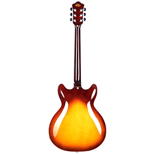 Image of Grote Full Scale Electric Guitar Semi-Hollow Body Guitar Stainless Steel Frets (Vintage Sunburst)