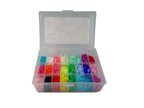 Botones a presión de plastico, 1450 corchetes multicolor con alicates, 24 Colores, Caja Organizadora
