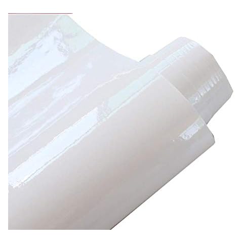 High Gloss Waterproof Self Adhesive White Contact Paper Vinyl Film Shelf Liner Covering for Kitchen Cabinet Countertop Bathroom Furniture 60cm x 3m Cover