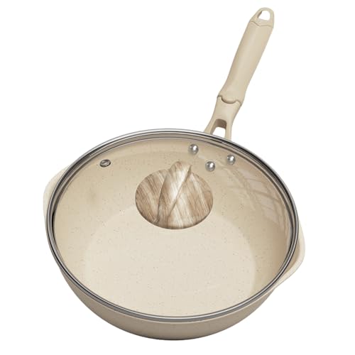 Pan Con Sartén Antiadherente, Sartén De Cerámica, De Freidora De Inducción, Superficie Antiadherente Sin Esfuerzo, Material De Cerámica, Mango De Agarre Cómodo, 46x26x8cm, Ideal Para Uso En El