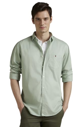 Image of Louis Philippe Men's Cotton Slim Fit Over Dyed Color Depth Comfortable and Durable Soft Handfeel Full Sleeve Solid Casual Shirt