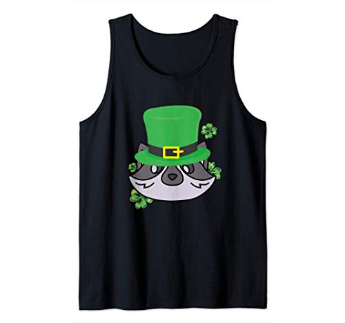 St.Patrick's Day Raccoon Shamrock Animal Camiseta sin Mangas