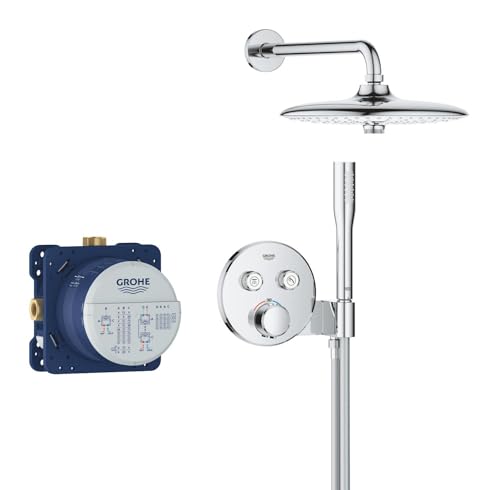 GROHE Precision SmartControl, Ensemble de Douche Encastré 2 sorties, Douche de Tête Vitalio Joy 260 3 jets, Douchette Vitalio Get Stick 1 jet, Flexible 1,5...
