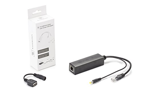 PoE Splitter Compatible with Nest Cam Outdoor & Nest Cam Indoor, iPads and Other Tablets, Remote USB Power Over Ethernet, Use with PoE Switches, 5Volts 10 Watts Output by Wasserstein (Female USB)