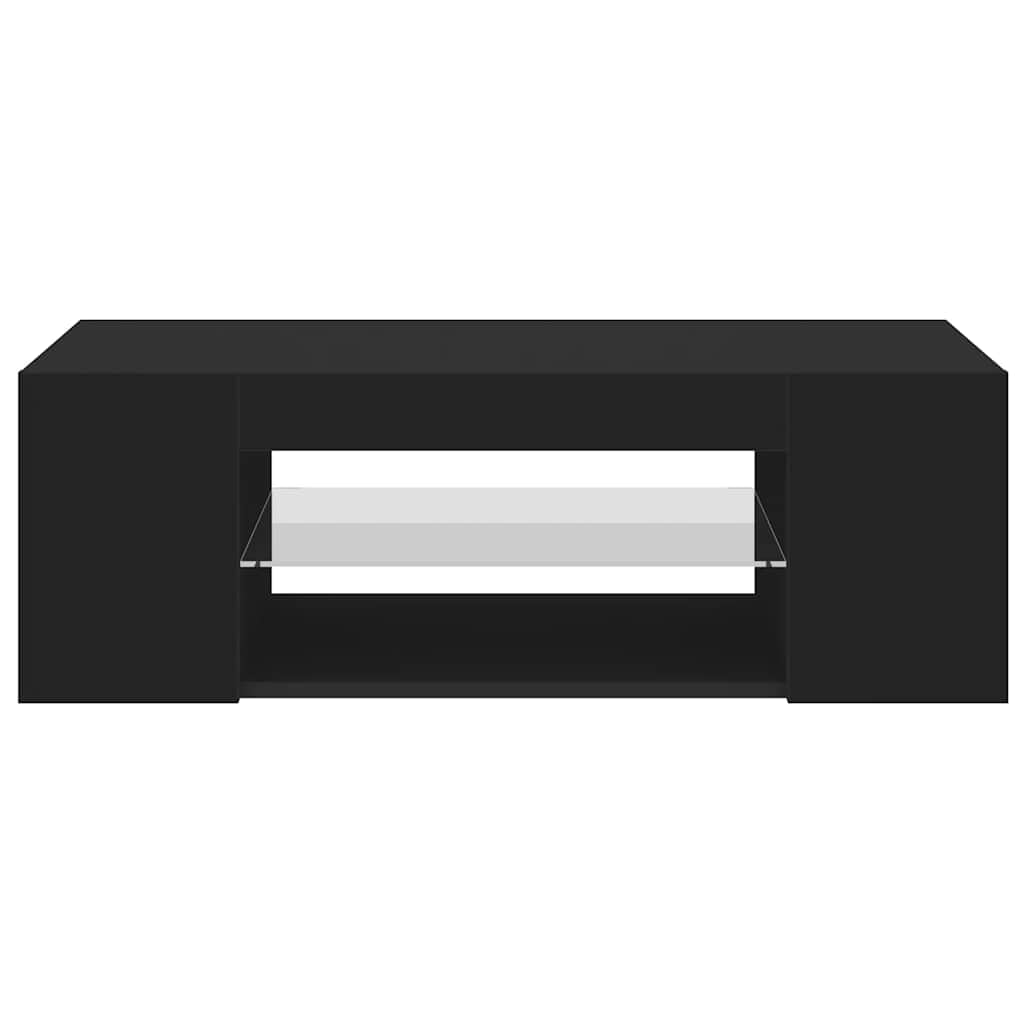 vidaXL Mueble para TV con Luces LED Soporte Armario Aparador Estante Salón Sala de Estar Dormitorio Decoración Entretenimiento Negro 90x39x30 cm