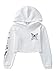 Kaerm Felpa Corta con Cappuccio Bambina Felpe Sportive Fitness Allenamento Jogging Corsa Cappotto Incappucciato con Stampa Farfalle Ragazze Hoodies Pullover Autunno Bianco 9-10 anni
