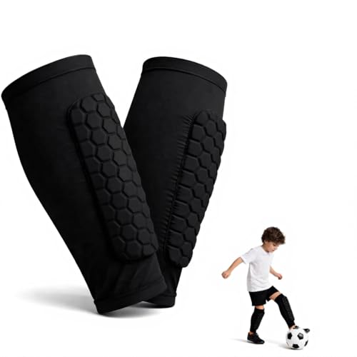 Soccer Shin Defender Shin Guards Pads for Kids, Youth Adult, Football Calf Compression Sleeve with Honeycomb Pads, Shin Guard Soccer Sleeves for Boys, Girls, Support for Ski Basketball Boxing (2, S)