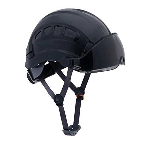 UNINOVA Safety Hard Hat with Visor - ANSI Z89.1 Approved Helmet Adjustable 6-Point Suspension & Breathable Vented,Ideal for Construction Work (A2 Black Tinted Visor)(UNINOVA A2 Safety Helmet)