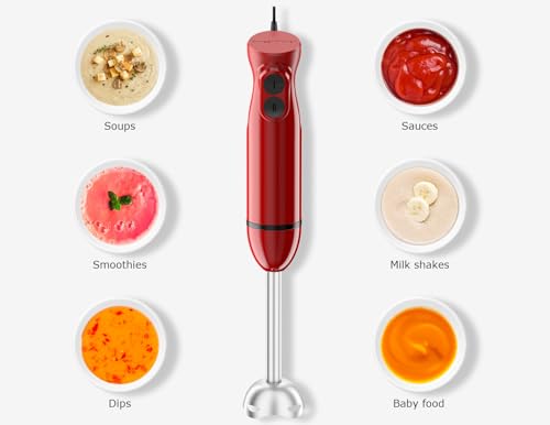 image for Bonsenkitchen Hand Blender, Immersion Blender with 2 Mixing Speed, Por