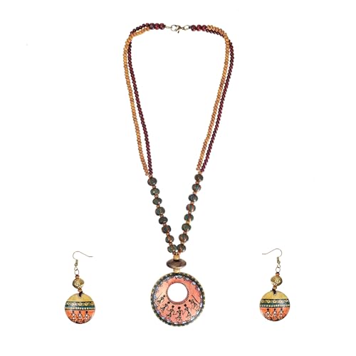 Image of AAKRITI ART CREATIONS Handcrafted Women's Jewelry Set - Elegant Ethnic Necklace and Earrings, Statement Fashion Accessories for Parties & Festivals