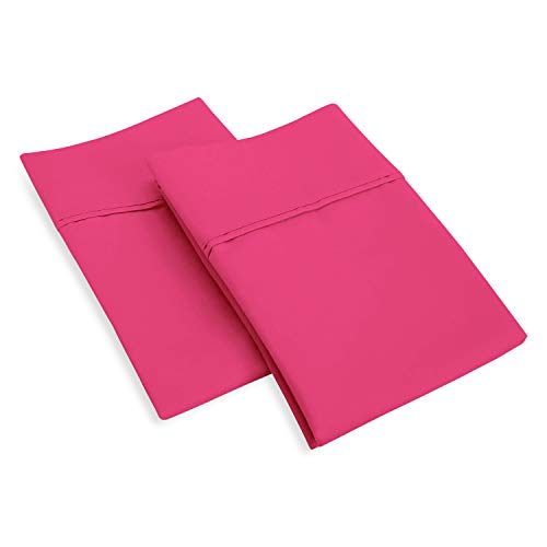 Oxford Lot de 2 taies d'oreiller standard doux 600 fils 100 % coton égyptien Rose vif Cover