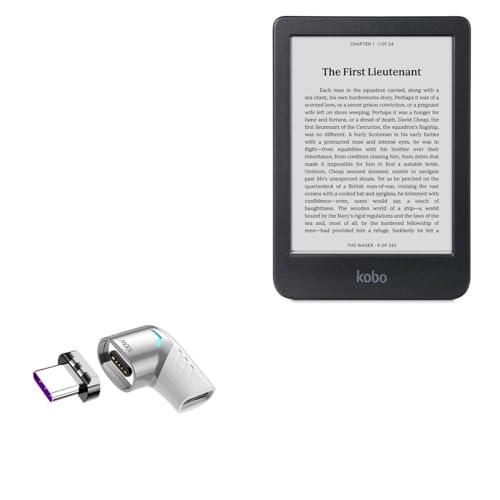 BoxWave Adapter Compatible with Kobo Clara BW - MagnetoSnap PD Angle Adapter, Magnetic Charging Connector Device Saver - Metallic Silver