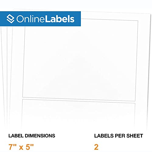 7 x 5 Rectangle Shipping Labels - Permanent, White Matte - for FedEx, Shopify, USPS - Pack of 200 Labels, 100 Sheets - Inkjet/Laser Printers - Online Labels - Thumbnail 2
